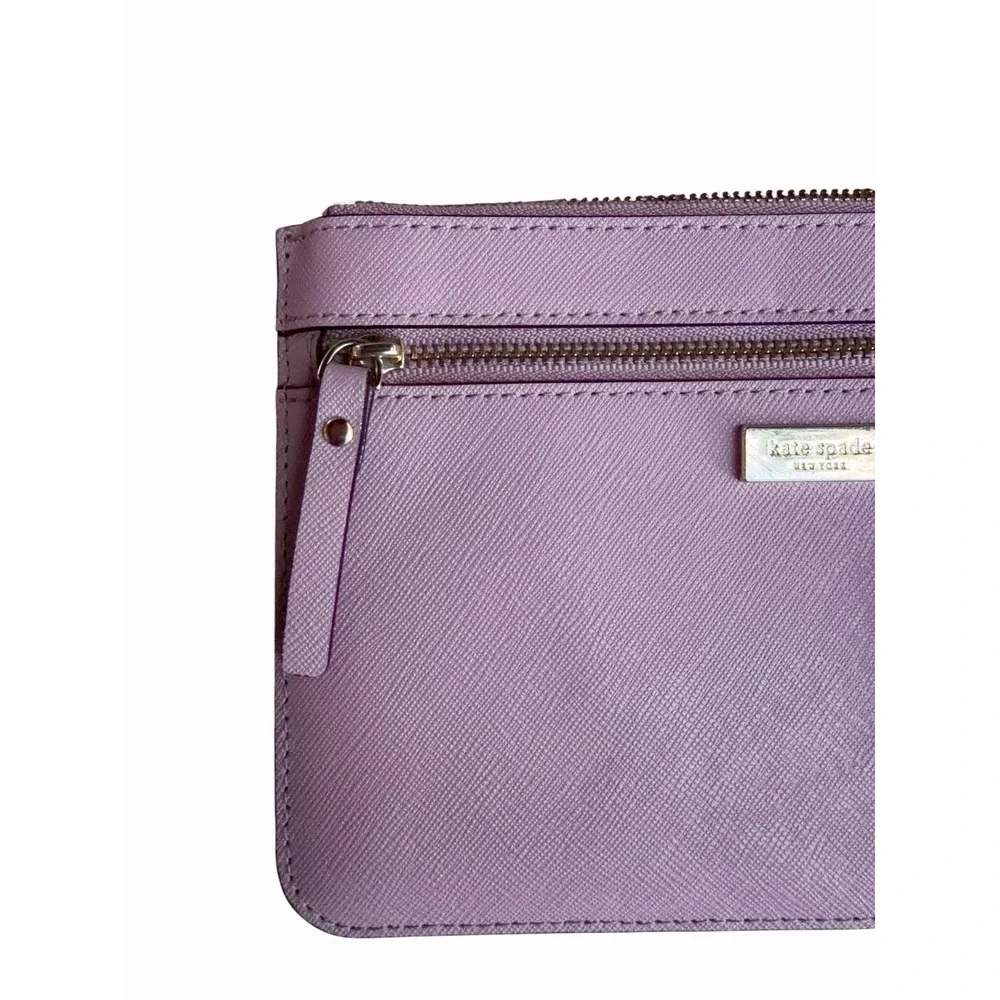 Kate Spade Lilac Mauve Wristlet Punch Out Gold Live Colorfully Keychain Included
